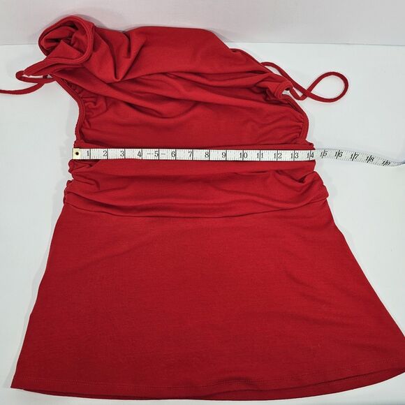 Free People Beach Valerie Mini Dress Red Cowl Neck Halter Backless Ruched Small - Picture 6 of 7